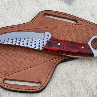 Custom handmade rasp steel cowboy skinner knife
