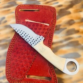 Custom handmade rasp steel cowboy skinner knife