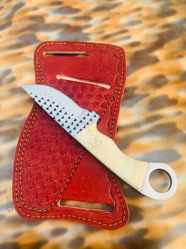 Custom handmade rasp steel cowboy skinner knife