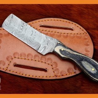 CUSTOM Cowboy Bull Cutter Knife Made from Damascus Steel, 8″ Handmade Knife With Leather Sheath Included, Bushcrafthits, Cooking, Culinary
