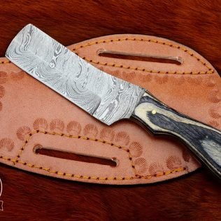 CUSTOM Cowboy Bull Cutter Knife Made from Damascus Steel, 8″ Handmade Knife With Leather Sheath Included, Bushcrafthits, Cooking, Culinary