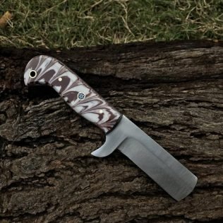 Custom Handmade Cowboy Bull Cutter Knife with Leather Sheath