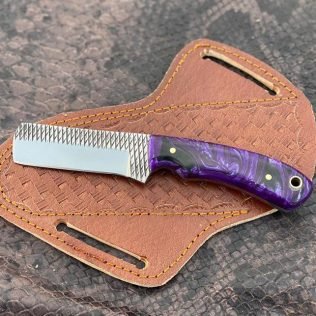 Custom handmade rasp steel bull cutter knife