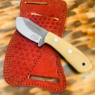 Custom handmade rasp steel cowboy skinner knife