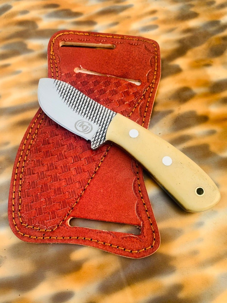 Custom handmade rasp steel cowboy skinner knife