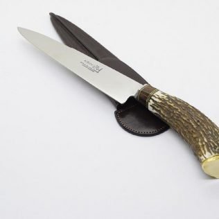 Knife deer horn, Bbq Knife, Leather knife sheath