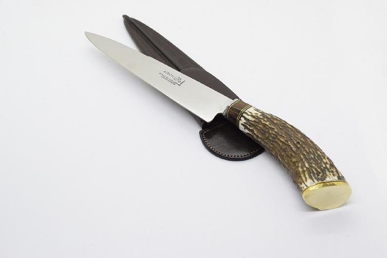 Knife deer horn, Bbq Knife, Leather knife sheath - Image 2