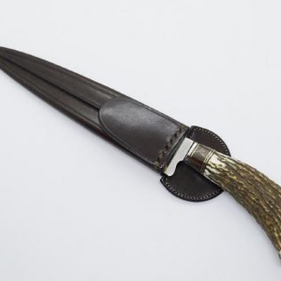 Knife deer horn, Bbq Knife, Leather knife sheath