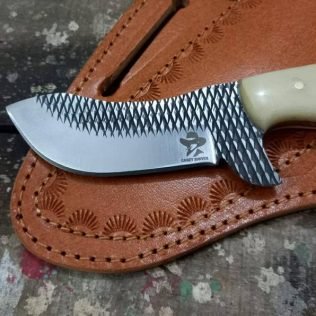 Custom Handmade hunting skinning bush craft hoof rasp steel cowboy knife