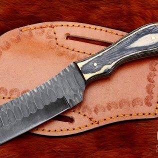 Custom 8″ Overall HANDMADE High Quality 1095 Steel Cowboy Bull Cutter Knife and Leather Sheath Included, Gift for Men