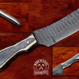 Custom 8″ Overall HANDMADE High Quality 1095 Steel Cowboy Bull Cutter Knife and Leather Sheath Included, Gift for Men