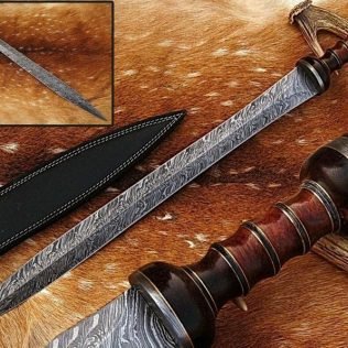 DAMASCUS knife handmade -28.50 INCHES Rose Wood Hanmdle GLADIUS Sword 786-62
