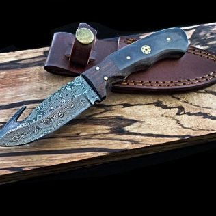 Damascus Skinning gut hook, Hunting Knife by Titan TD-407