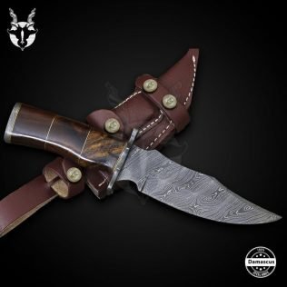 Damascus Hunting Knife, Custom Handmade 10.0″, Damascus Steel Bowie knife, Exotic Rosewood handle – Easter Birthday Gifts for Him – HDA-016