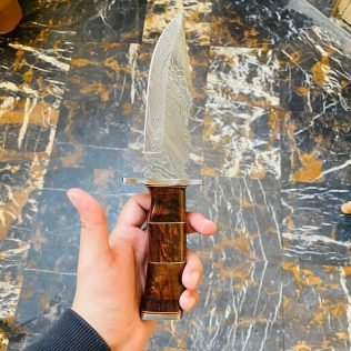 Damascus Hunting Knife, Custom Handmade 10.0″, Damascus Steel Bowie knife, Exotic Rosewood handle – Easter Birthday Gifts for Him – HDA-016