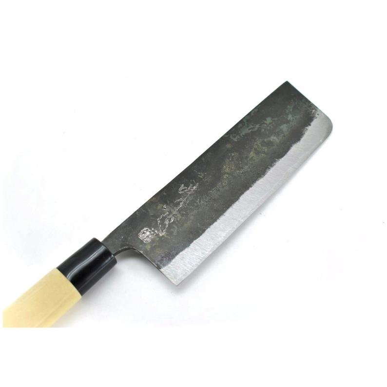 Sakai Ajimasa Yasuki Blue Steel #2 Warikomi/Awase method, Kitchen Nakiri Knife Black 165 mm/6.5" - Image 4