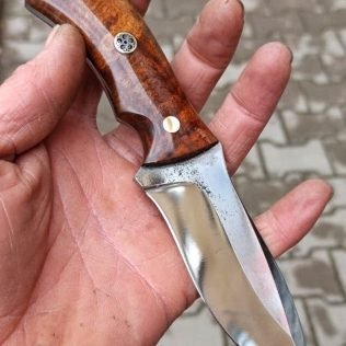 Hunting Knife 1075 Carbon Steel and Chestnut Wood Handle -Blacksmith Made Camping Knife – Bushcraft Knife – Survival Knife with Sheath