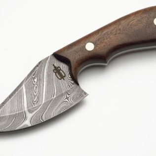 Custom Handmade 1095 Damascus Steel Fixed Blade Skinner Hunting Knife With Leather sheath (Walnut Wood handle)