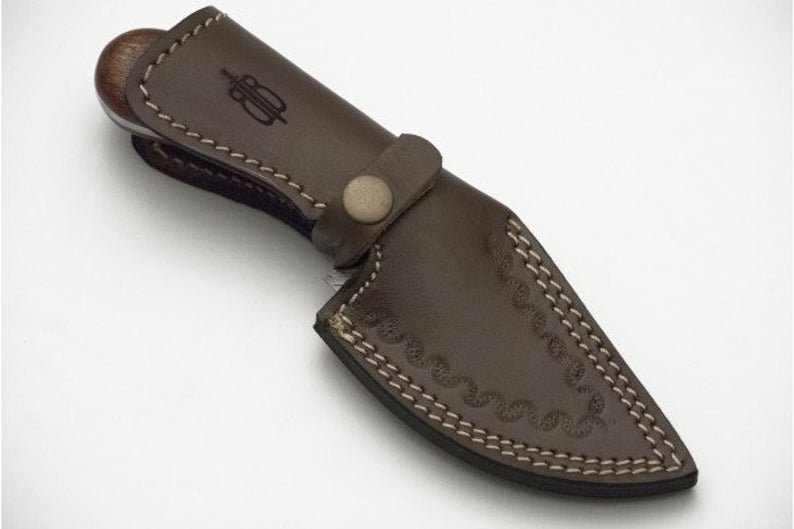 Custom Handmade 1095 Damascus Steel Fixed Blade Skinner Hunting Knife With Leather sheath (Walnut Wood handle) - Image 3