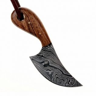 Damascus Neck-Knife with Walnut handle