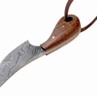 Damascus Neck-Knife with Walnut handle