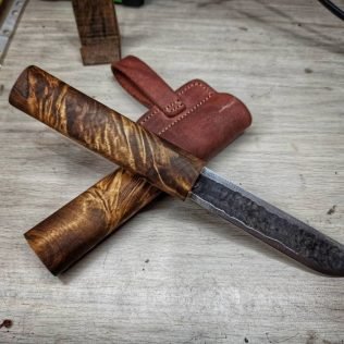 Forged in fire Yakutian Knife with wooden case – Bushcraft Knife – North Knife – Evenks knife – Yakut