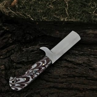 Custom Handmade Cowboy Bull Cutter Knife with Leather Sheath