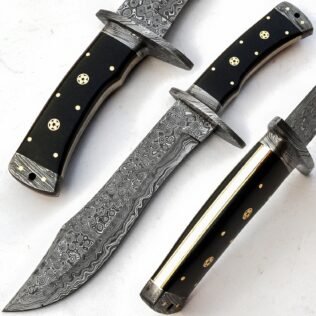 Damascus Knives Full Tang – Handmade Hunting Bowie Knife & Cover