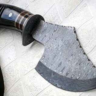CUSTOM MADE DAMASCUS STEEL 12.50 INCHES HATCHET – GORGEOUS AND SOLID