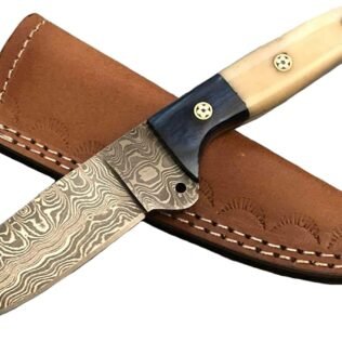 Custom Handmade Hunting Damascus Steel Skinner Knife with Camel Bone 9″