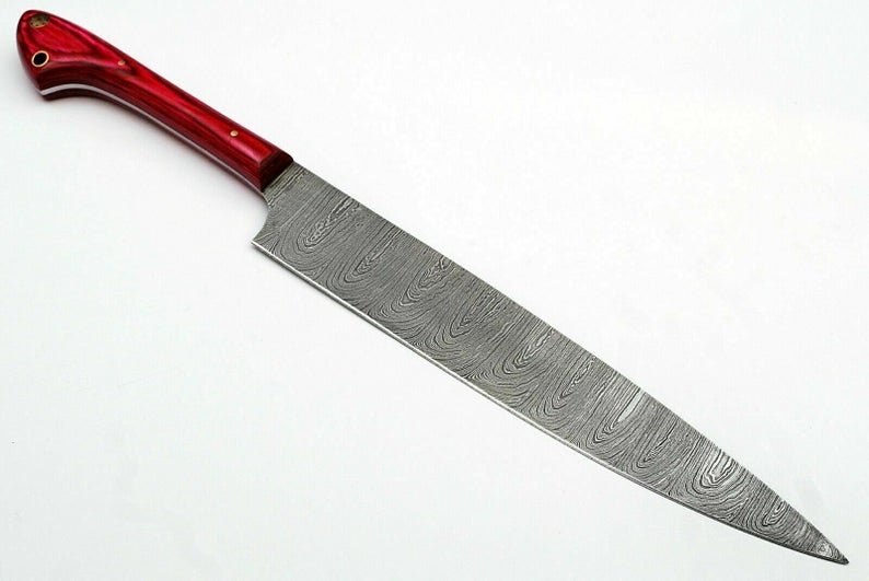 Handmade Damascus Steel Kitchen Chef Knife 13 inches With Unique Leather Cover - Image 2