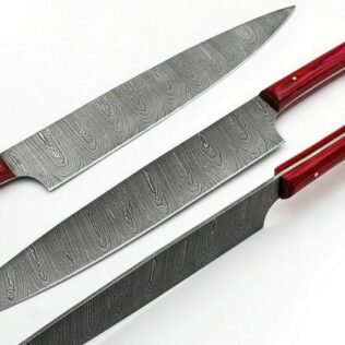 Handmade Damascus Steel Kitchen Chef Knife 13 inches With Unique Leather Cover