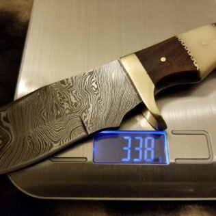 Zebra-Limited Addition-Bushcraft Damascus Steel Hand craft Knife with Combination of Walnut Wood/ Bone Brass Clip Scale