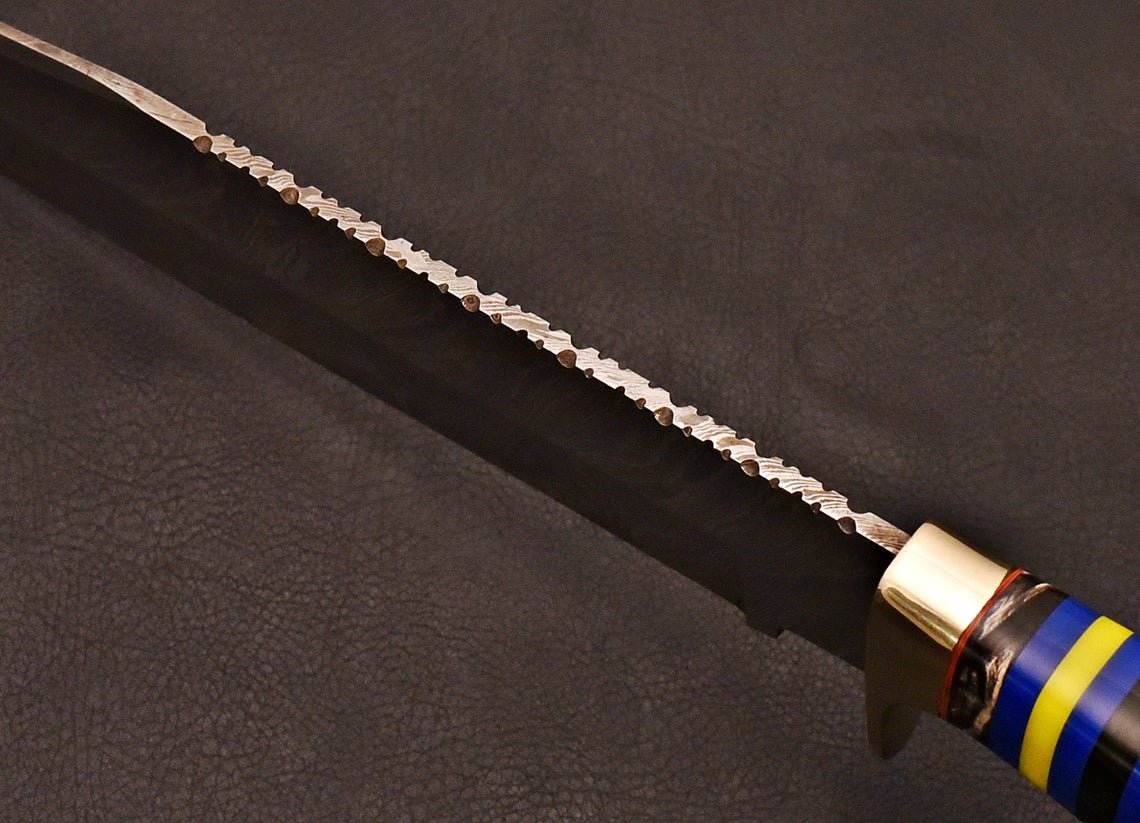 Handmade Damascus Bowie Knife With Leather Sheath - Image 2