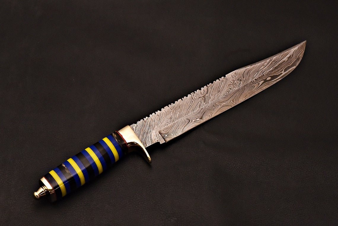 Handmade Damascus Bowie Knife With Leather Sheath - Image 4