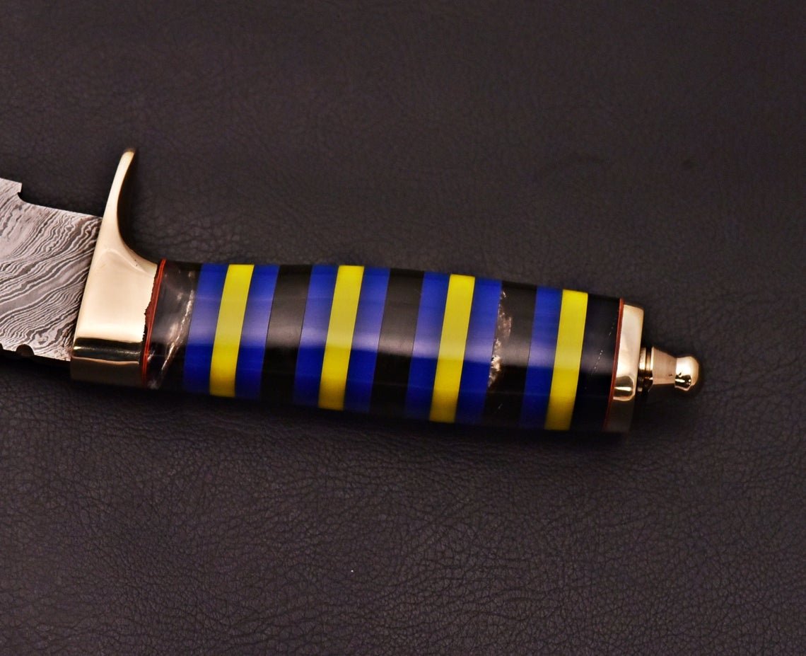 Handmade Damascus Bowie Knife With Leather Sheath - Image 5