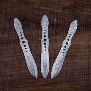 Damascus Throwing Knives Set of 3 Medium 8.5″ – Balanced and with Leather Case. Hunting, Camping, Hiking, Gift for Him, Unique Gift for Men