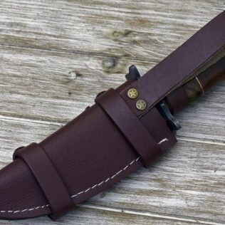 DAMASCUS HUNTING KNIFE, Custom 10.0″ ,Hand forged, Damascus Bowie knife, Damascus Guard, Exotic Bolivian Rose wood handle