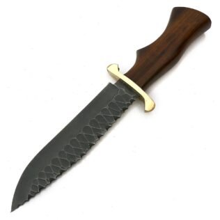 Handmade Carbon Steel Hunting Bowie Knife With Leather Sheath