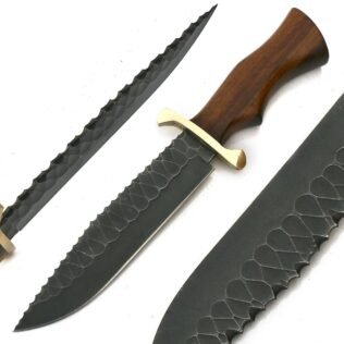 Handmade Carbon Steel Hunting Bowie Knife With Leather Sheath
