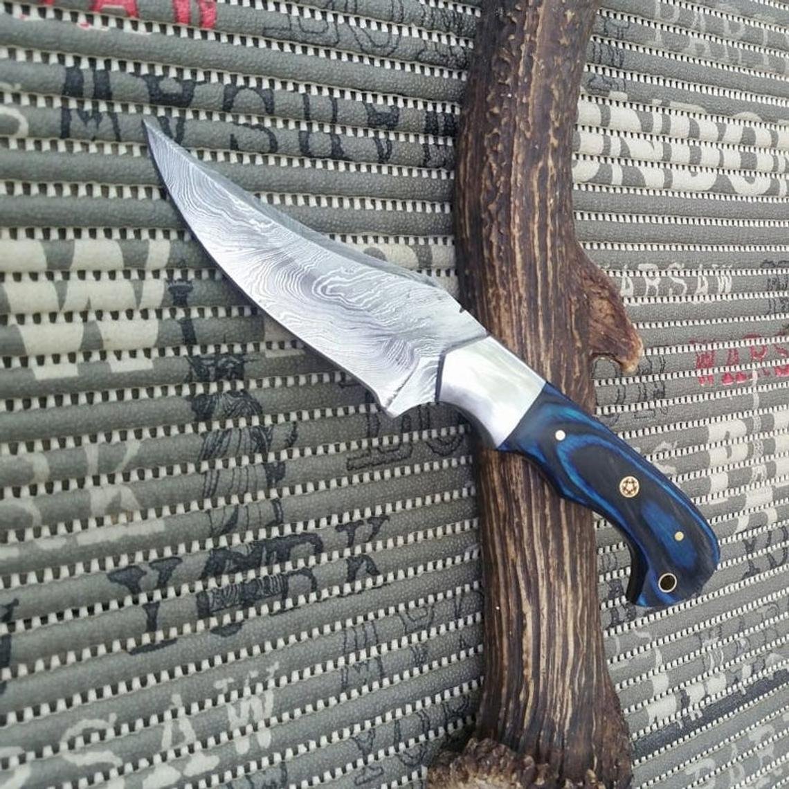 Perfect Hunting Knife Custom Hand Forged Damascus Steel Twist Pattern Sharp Blade Hunting Knife With Leather Sheath - Image 7