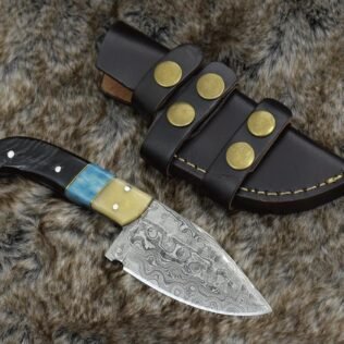 DAMASCUS KNIFE, DAMASCUS steel knife, damascus hunting knife, Skinning knife, hunting knife 7.5″