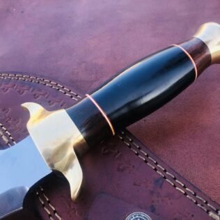 Hunting knife | Custom handmade D2 steel hunting knife | Buffalo horn & brass guards