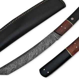 Custom Made Damascus steel-Survival tactical combat serrated 15′ Long tanto Knife