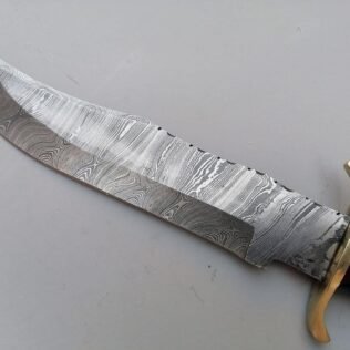 DAMASCUS STEEL KNIFE, 14″ inch, Custom Handmade, Hunting Knife, Skinning Bowie Knife, Skinner knife with Leather Sheath