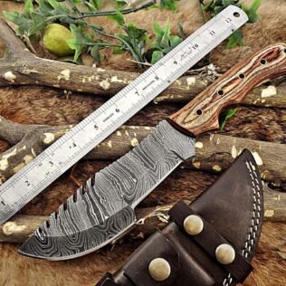 Handmade Damascus steel tracker knife, Christmas gift, New year gift, Anniversary gift, Gift for him, Gift for her, Birthday gift