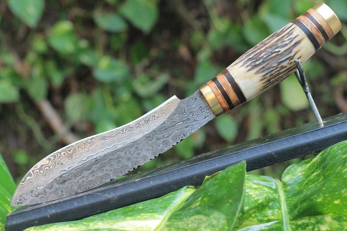 Handmade Damascus Steel Kukri Knife. Kukri Knife with Stag Horn Handle, Custom made kukri knife,Best for Gift on any occasion, Quality Steel
