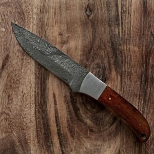 8″ Handmade Damascus Steel fixed blade Tanto Hunting camping collectors knife with Steel Bolster & Walnut Wood Handle