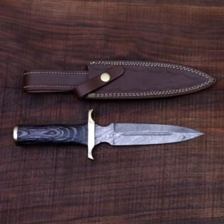 Handmade Damascus Dagger – Hunting, Camping, Survival, Double edged Knife, Gift for Men, Christmas Gift for him, Anniversary