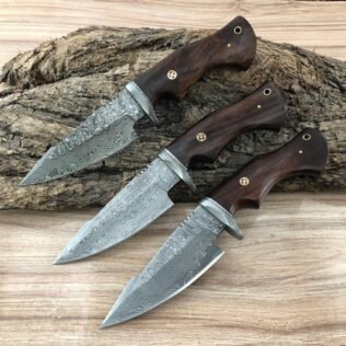 Pack of 3 pcs Handmade Damascus steel knives Hunting,Camping,Survival EDC, Hiking